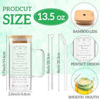 10 Pack Nurse Appreciation Gifts for Women 13.5 oz Clear Glass Cup Bulk Coffee Drinking Cup with Bamboo Lid and Straw for Nurse Assistant Practitioner Nursing Rn Employee Gifts - Image 2