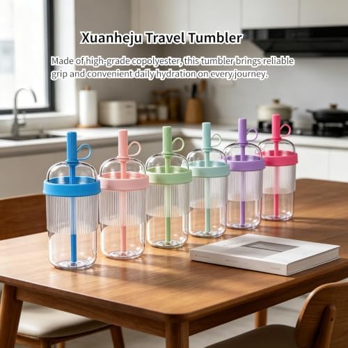 Reusable Clear Tritan Tumbler with Straw & Lid, 18oz Ribbed Portable Travel Cup, Iced Coffee Boba Cup for Office & Car, Multiple Colors (Smoky Black) - Image 7