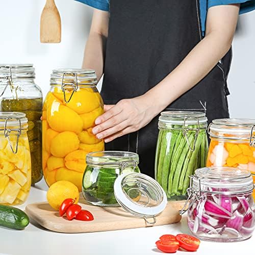 ComSaf Airtight Glass Canister Set of 12 with Lids 17oz/25oz Food Storage Jar - Storage Container with Clear Preserving Seal Wire Clip Fastening for Kitchen Canning Cereal,Pasta,Sugar,Beans - Image 2