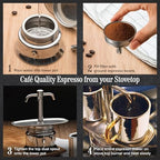 Kings County Tools Double Spout 2 Cup Coffee Maker, 6.5” x 3” x 5.75” - Image 2
