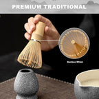 Matcha Set with Ceramic Bowl & Bamboo Whisk, 5-Pcs Kit Includes Scoop, Sifter& Holder(Chasen), Mottled Black - Image 4