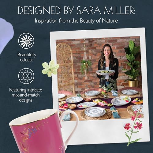 Portmeirion Sara Miller London Chelsea Mug, Pink | 12 Oz Cup for Drinking Tea, Coffee, and Hot Cocoa | Made from Fine China with Gold Detail | Handwash Only - Image 7