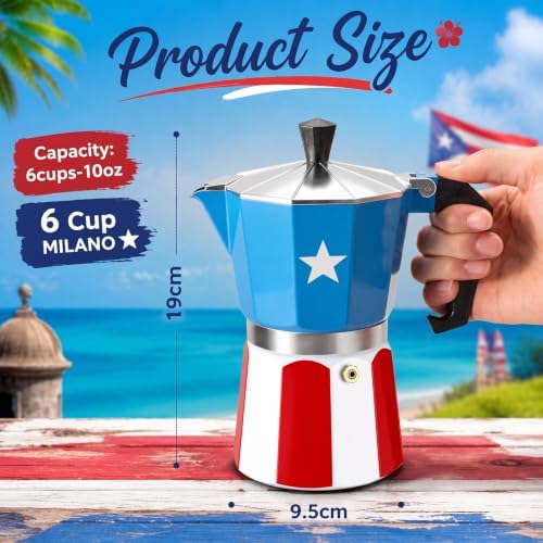 6 Cup Puerto Rican Flag Moka Pot - Image 2