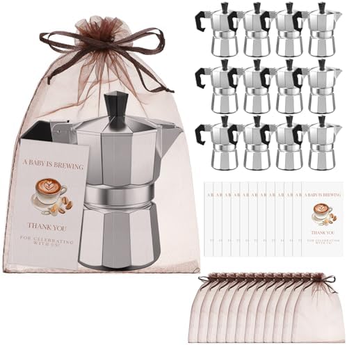 12 Set A Baby Is Brewing Baby Shower Party Favors Aluminum Moka Pot by Suttmin