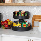 Mind Reader 2-Tier Snack Carousel, Countertop Organizer, Snack Tray, Breakroom, Kitchen, 14.25"L x 14.25"W x 14"H, Black - Image 2