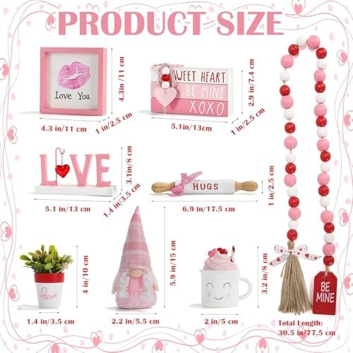Pink Valentine's Day Decorations 8 PCS Tiered Tray Decor Set for Home - Image 7