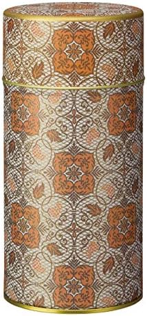 Tokyo Matcha Selection - Karakusa grape steel tea caddy can - 2 color - for tea leaf [Standard ship by SAL: NO tracking number & insurance] (Orange) by Tokyo+Matcha+Selection