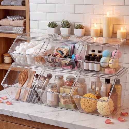Yerliker 6 Pcs Clear Stackable Storage Bins with Lids, Large+extra Large - Image 5