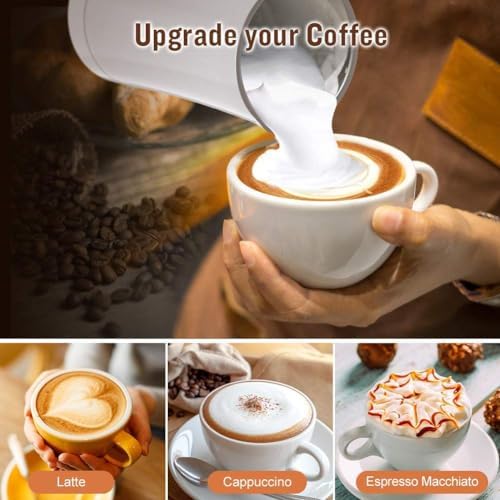 4 IN 1 Electric Milk Frother, Automatic Hot & Cold Milk Foamer, 19.6oz/580ml Large Capacity for Latte Coffee Hot Chocolates Cappuccino (Black, 220V EU PLUG) - Image 3