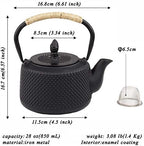 tetsubin Cast iron tea kettle japanese workshop teapot hobnail pattern with Stainless Steel Infuser（28oz Black） - Image 2