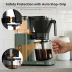 Kismile SCA Certified 8-Cup Coffee Maker, 6-Min Quick Brew, Hot & Cold Brew Coffee Machine, Adjustable Flow Control, Magnetic Anti-Drip, Keep Warm, DIY Manual Mode, Dishwasher Safe, Olive Green - Image 6