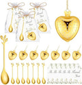 30 Sets Bridal Shower Tea Party Favor for Guests Leaf Tea Spoon Heart Tea Infuser for Loose Leaf Tea Steeper with Thank You Card Organza Bags for Wedding Gift Souvenirs Decoration (30, Gold) by wxfdac