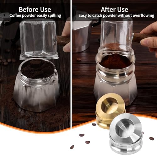 2-3 Cup Moka Pot Tamper, 304 SS Dosing Funnel & Distributor, Silver - Image 2