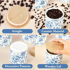 AnyDesign Chinoiserie Floral Ceramic Kitchen Canisters Sets Vintage Blue Flower Clear Storage Jar with Airtight Lids for Home Kitchen Countertop Decor Flour Sugar Tea Spice Container, Set of 3 - Image 5