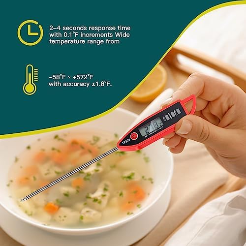 Copkim 12 Set Digital Food Thermometer Long Probe Instant,Red - Image 5
