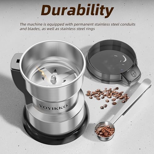 Electric Coffee Grinder 300W, Adjustable Grind, Espresso/Drip/Pour. Coffee Grinder for Coffee, Spices, and Other Foods (silvery-210) - Image 7