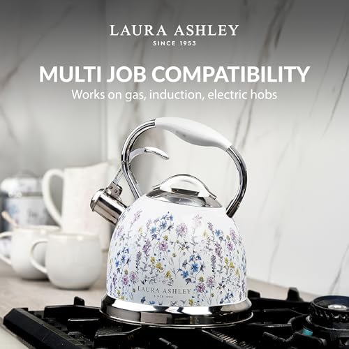 Laura Ashley Wild Meadow Whistling Tea Kettle Stovetop, Tea Pot for Stove - Image 3