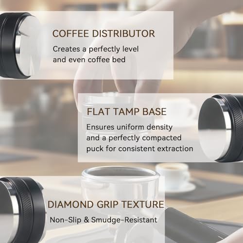 54mm Espresso Accessories Kit 2-in-1 Coffee Distributor and Tamper Leveler, WDT Tool and Magnetic Dosing Funnel for 54 mm Portafilters - Image 3