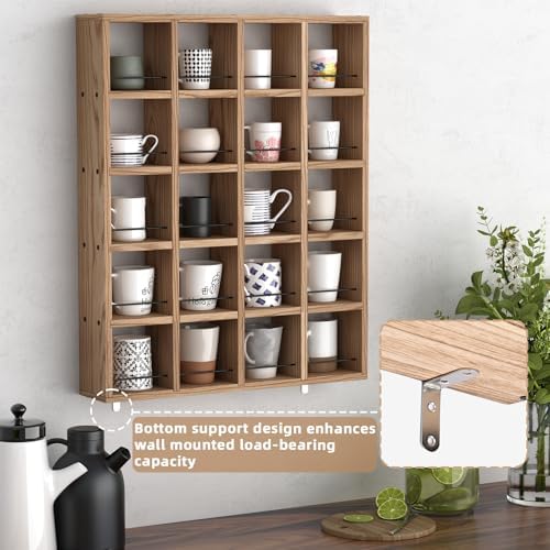Wooden Coffee Mug Display Rack, Wall Mounted Coffee Cup Holder - Image 6