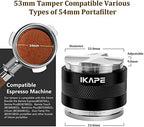 IKAPE Coffee Products, 53mm Coffee Distributor & Hand Tamper, Adjustable Depth Espresso Distributor Fits All 53mm Espresso Portafilter, Compatible with 54MM Breville Bottomless Portafilter (Black) - Image 2
