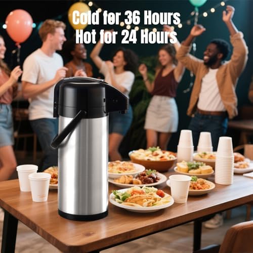 PARACITY Coffee Carafe With Pump, Stainless Steel Airpot Drink Dispenser - Image 2