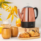Mixpresso 4 Cup Copper Small Electric Percolator Coffee Pot Stainless Steel - Image 6