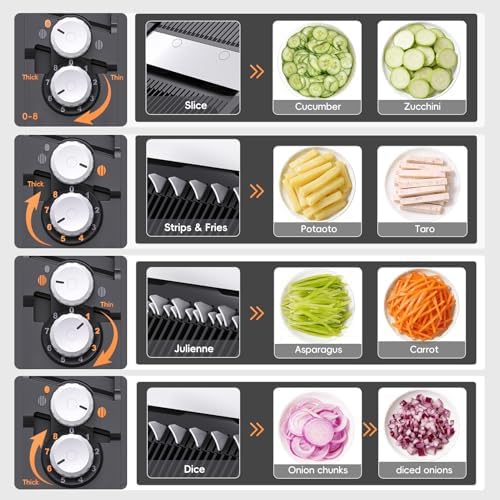 ONCE FOR ALL Safe Mandoline Slicer Pro, Veggie Slicer with Container, Gray - Image 4
