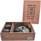 RIKYU RKTS407G Cast Iron Dragonfly Tea Set with Trivet, 18 Ounce, Dark Green - Image 3