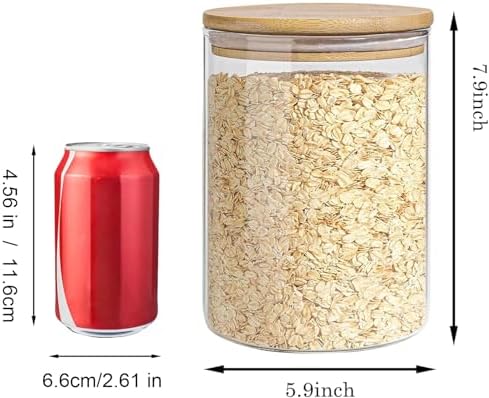 Glass Storage Jars Set Elegant Containers with Airtight Bamboo Lids, Perfect for Kitchen Organization - Flour, Rice, Pasta, Sugar, Coffee Beans, Accessories Included (2 packs(111oz)) - Image 2