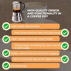 Clear Glass Moka Pot 6 Cup 350ml Stainless Steel Coffee Maker - Image 7
