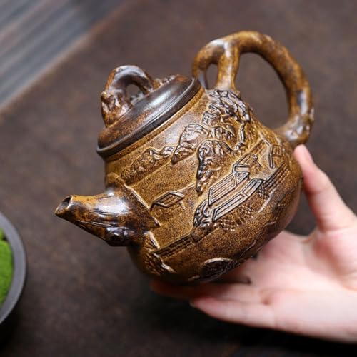Tea Kettle Retro Stoneware Relief Gourd Teapot Home Chinese Tea Maker Ceramic Tea Infuser - Image 5