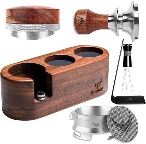 Breville Espresso Machine Accessories Kit 54mm Tamping Station WDT Tool Portafilter Funnel Calibrated Tamper Puck Screen and Distribution Tool by KNODOS