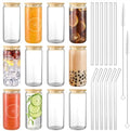 12PCS 20oz Glass Cups with Lids and Straws, 2 Cleaning Brushe by Morningrising