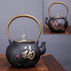 LJYT Teapot Teapots Cast Iron Handmade TeapotHome Kettle Uncoated Vintage Cast Iron Kettle Tea Pot with Infusers for Loose Tea (Color : Blessing) by Unknown