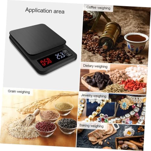 Electronic Coffee Scale with Timer Multifunction Digital Kitchen Food Scale for Cooking Baking Weighing Precise Sensors USB Powered Capacity Black - Image 4