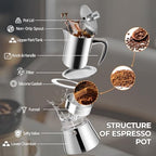 304 Thickened Stainless Steel Uncoated 4 Cup Moka Pot Coffee Maker - Image 4