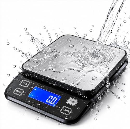 Waterproof Digital Kitchen Scale 0.001oz/0.1g Precision, Stainless Steel Electronic Scale with 3 Power Options (Rechargeable/AAA/Built-in), 10 Units Conversion, Smart Standby, 22lb/10kg Capacity by TRUHUI