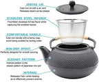 Large Cast Iron Teapot With Infuser For Varieties Of Loose Leaf Tea, Tea Bags, Black Tea Kettle Stovetop Safe 1200ml/41oz - Image 3