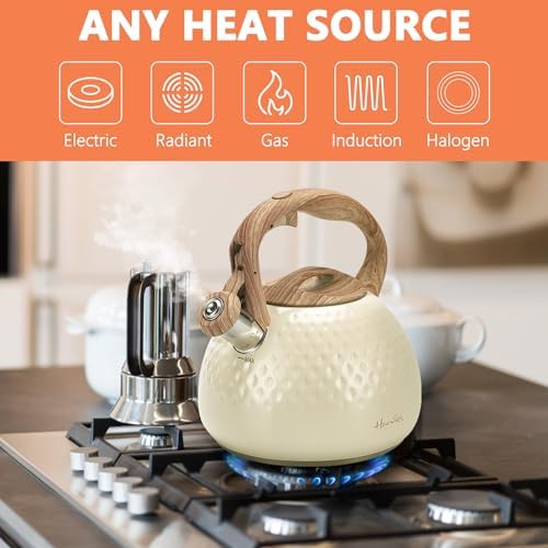 harriet Tea Kettle, Tea Pot for Stovetop, 2.5QT Whistling Kettle with 5-Layers bottom, Food Grade Stainless Steel Kettles with Hot-Resistant Handle Gas Electric Applicable - Image 3