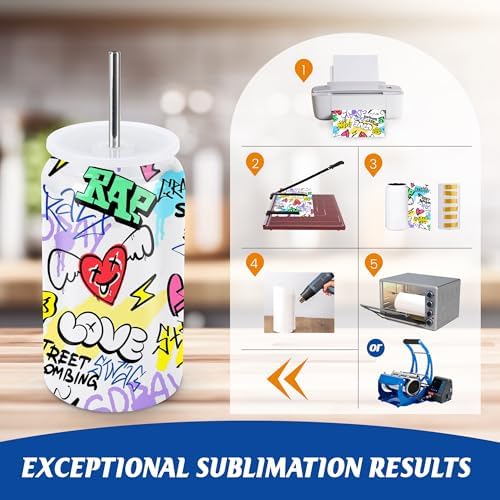 Joyclub 16 oz Sublimation Stainless Steel tumbler Coffee Cups with Lids and Starws Colorfull - Image 5