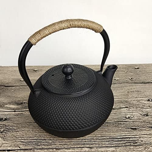 Teapot Cast Iron Teapot Water Boiling Kettle Household Tea Making Set 850ml Japanese Tetsubin Iron Bottle Vintage Tea Cup Saucer Set Teapot Kettle,Square Teapot - Image 4