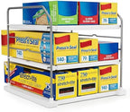EVERIE Extendable 3-Tier Kitchen Cabinet & Pantry Organizer for Plastic Wrap, Foil & Storage Bags, Adjustable Heavy Duty Shelf Rack for Wrap Boxes, Jars & Snack Boxes (11–16.7 in Wide), Pack of 2 by EVERIE