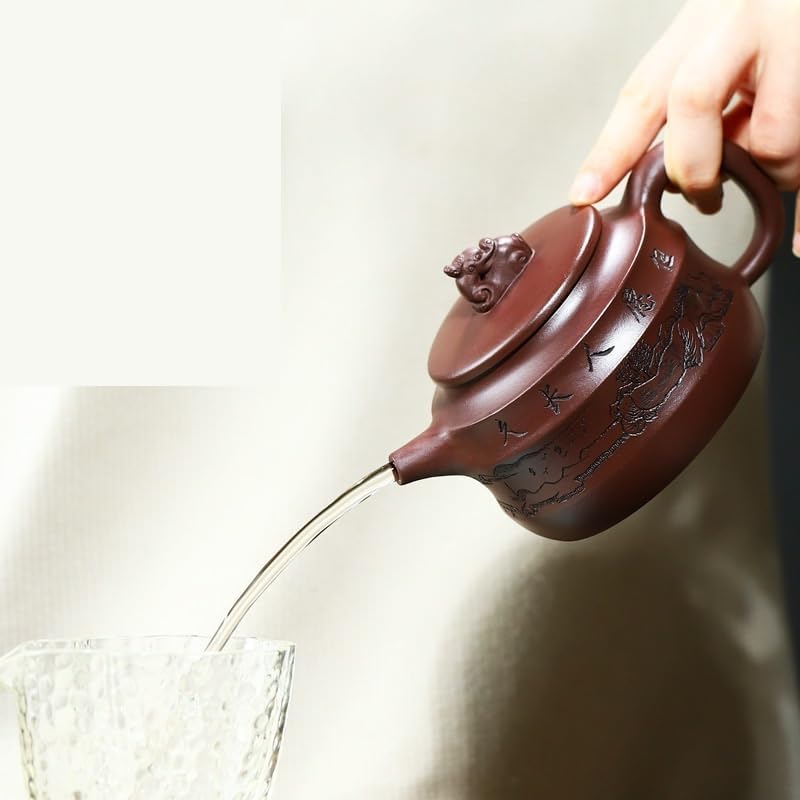 Tea Pots For Loose Tea Tea Pot 320ml Purple Clay Teapot Chinese Teapot Coffee Pot Household Teapot Retro Teapot Tea Ceremony Supplies Purple Clay Tea Set Accessories Tea Infuser Pot - Image 5