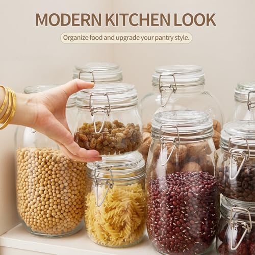 1 Gallon Glass Food Storage Jars with Airtight Lids, Set of 1 – Clear Preserving Seal Wire Clip Fastening Canisters for Kitchen Canning, Flour, Cereal, Pasta, Sugar, Beans, Pickling Jars (1gallon*1) - Image 3