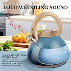 MARSKITOP Tea Kettle Stovetop Whistling Tea Pots for Stove Top Food Grade Stainless Steel Teapot for Induction Cooktop, 2.6 Quart, Blue - Image 2
