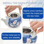 Japanese Tea Set, Ceramic Floral Tea Pot and 4 Pieces Cups - Image 4