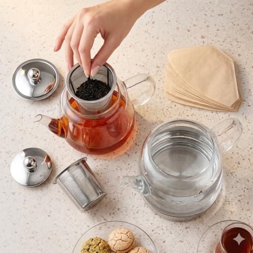 Unique Borosilicate Glass Teapot Set, 1.8L Total Capacity, Drip-Free Spouts - Image 4