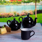 London Pottery Farmhouse 4 Cup Ceramic Teapot with Removable Infuser and Lid, Large Tea Pot with Stainless Steel Fine Mesh Strainer, 40.6 OZ / 1200ml Tea Pot for Loose Tea or Bags (Gloss Black) - Image 6