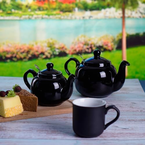 London Pottery Farmhouse 4 Cup Ceramic Teapot with Removable Infuser and Lid, Large Tea Pot with Stainless Steel Fine Mesh Strainer, 40.6 OZ / 1200ml Tea Pot for Loose Tea or Bags (Gloss Black) - Image 6