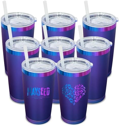 20 oz Tumbler Bulk Stainless Steel Tumblers with Lids and Straws Aurora by MetalyaTumblers